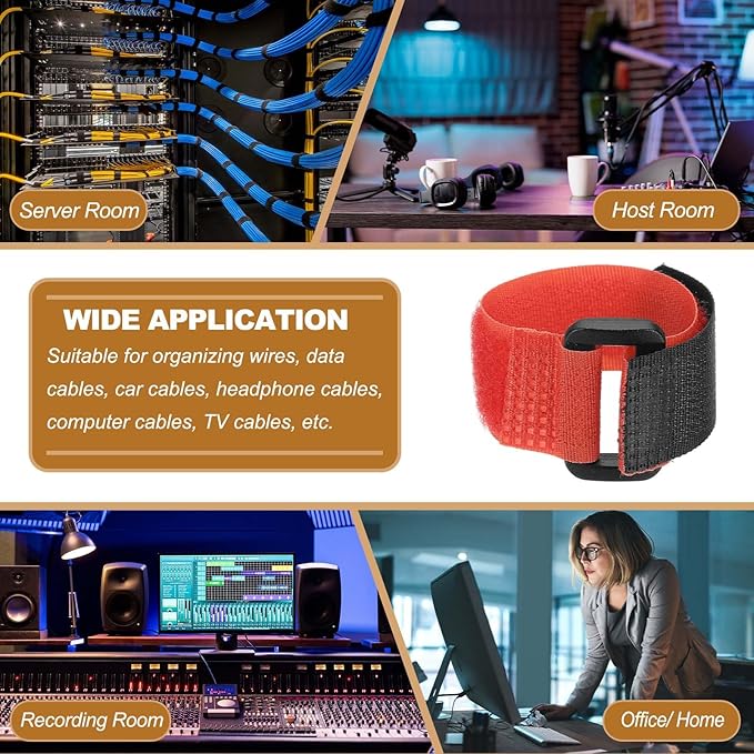 PATIKIL 6 x 0.79 Inch Reusable Cable Ties 10 Pcs Adjustable Hook and Loop Straps Cord Management Wire Wrap Cord Ties Organizer for Home Office Cables, Red