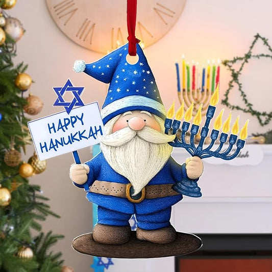 Personalized Gnome Ornament - Star of David Ornament, Custom Hanukkah Ornaments for Tree, Jewish Ornaments, for Women Men, Keepsake for Chrismukkah Decorations