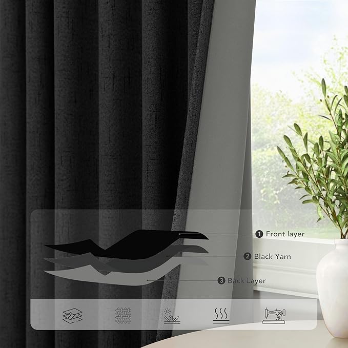 72 Inch Blackout Curtains for Living Room 2 Panel Burg Complete Black Out Thermal Insulated Darkening Back Tab Pleated Lightweight Noise Reducing Saver Energy Saving Long Curtain for Bedroom 72 Length