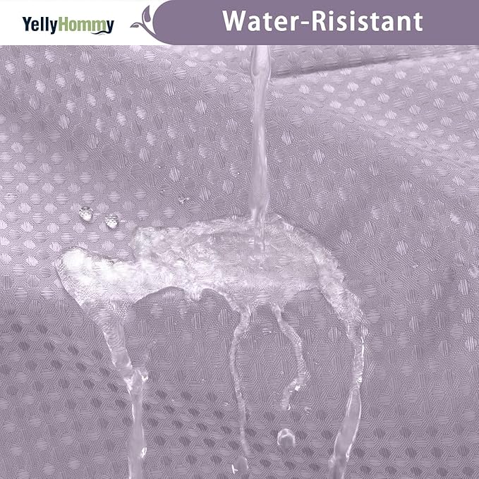 YellyHommy No Hook Shower Curtain with Snap in Liner Set Less Time Waffle Shower Curtain for Bathroom (Lavender, 81" L x 72" W)