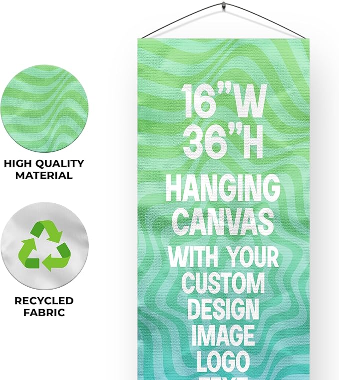 Custom Hanging Canvas Wall Art (16”x35”) by BCB Print | Personalized Picture Banner | Ready to Hang Vertical Home Decor | HD Print Bedroom & Living Room Wall Art | Express Dispatch/Ship | Made in USA