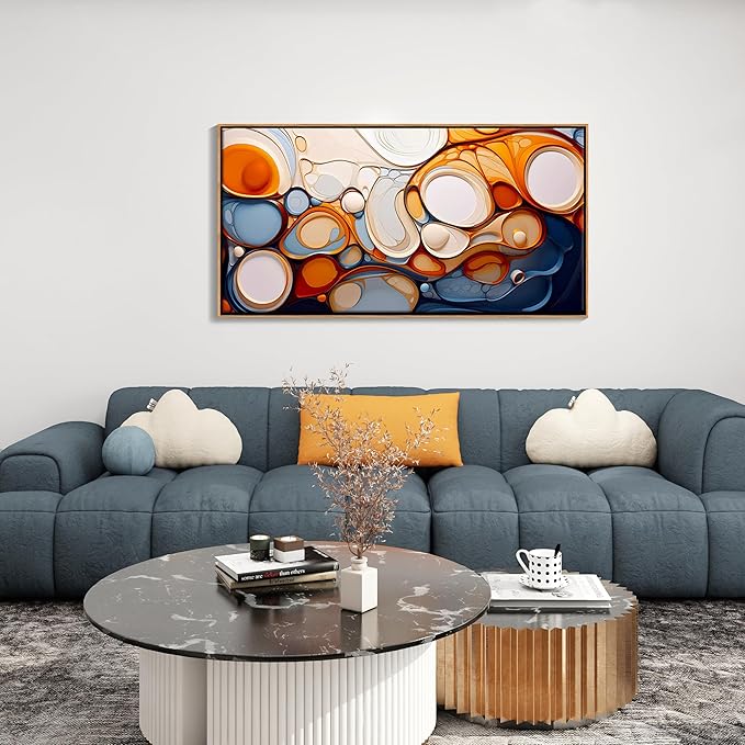 Abstract Wall Art - Modern Colorful Framed Canvas Wall Art for Living Room,Office - Large Decorative Artwork for Bedroom, Aesthetic Room Decor, Oil Painting