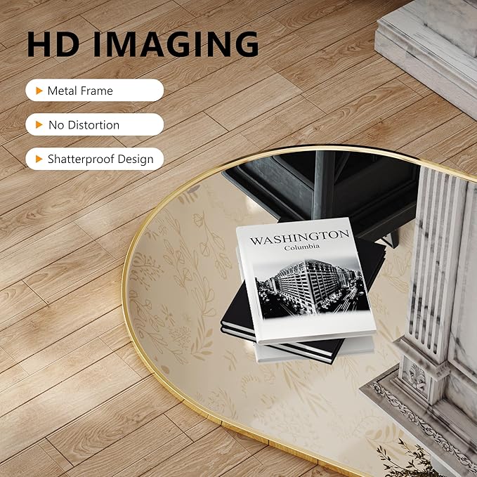 Arched Wall Mirror for Bathroom,Mirrors for Wall,24''x36'',Vanity Mirror for Bedroom Dresser, Entryway, Living Room, Metal Frame (36''x24'',Gold)