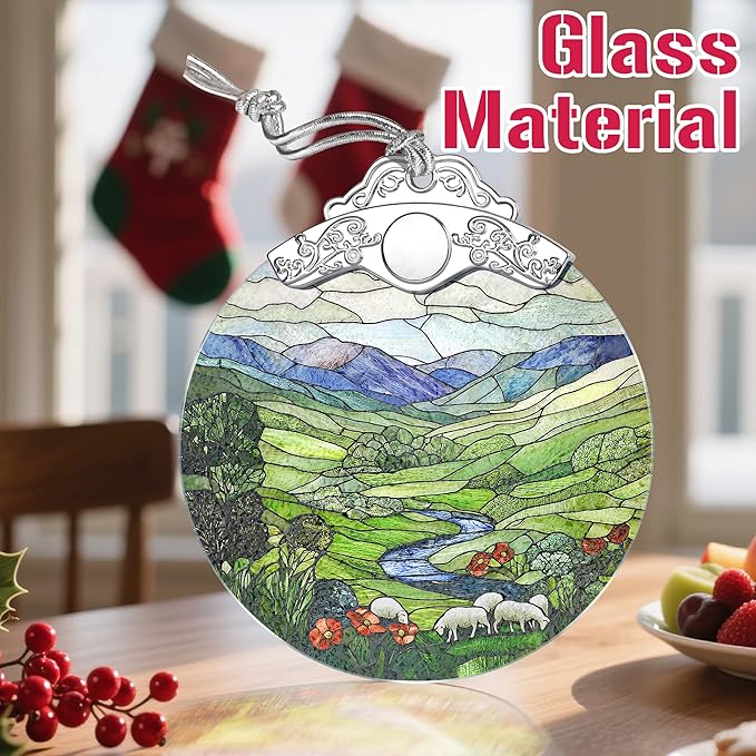 Christmas Ornaments: Stained Glass Ornament, Christmas Tree Ornament, Hanging Ornaments for Home Decor, Xmas Tree Decorations, Exquisite Holiday Decor, Gift & Holiday Present, Green Irish Hills