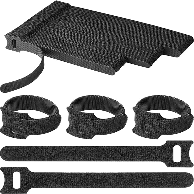 Pasow 60pcs Fastening Microfiber Cloth Cable Ties Wire Management(6/7/8 Inch, Black)