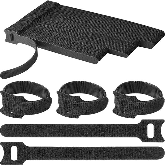 Pasow 60pcs Fastening Microfiber Cloth Cable Ties Wire Management(6/7/8 Inch, Black)