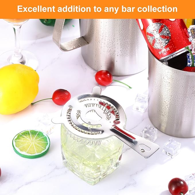 16 Pcs Bar Bartender Strainer Stainless Steel Drink Cocktail Strainers Silver Shaker Ice Bar Shelf or Bartenders Mixologists Drinking Water Filtering