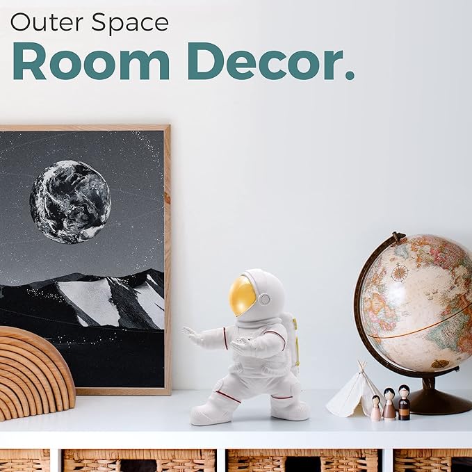 Astronaut Figurine Statue for Desk and Office Decor - Mini Spaceman Figures for Shelf, Gaming, and Men's Room Decorations - Space Gifts and Cool Masculine Home Decor Accessories