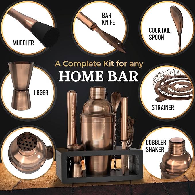 Highball & Chaser Cocktail Shaker Set: Bartender Kit for Home Bar Mixology Cocktail Bar Set Plus E-Book with 30 Recipes