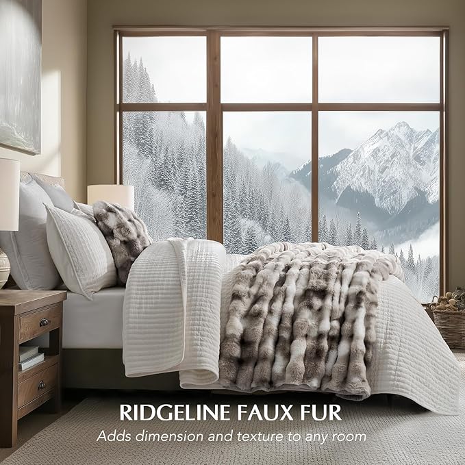 EverGrace Ultra Soft Luxury Fluffy Faux Rabbit Fur Throw Blanket, Thick Warm Bubble Throw for Bed, Cozy Plush Reversible Blankets for Couch, Chair, Sofa, Light Grey, 60x80 Inches