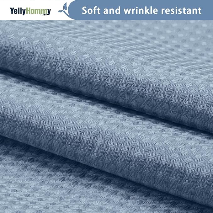 YellyHommy No Hook Shower Curtain with Snap in Liner Set Less Time Waffle Shower Curtain for Bathroom 75" L x 72" W Sky Blue