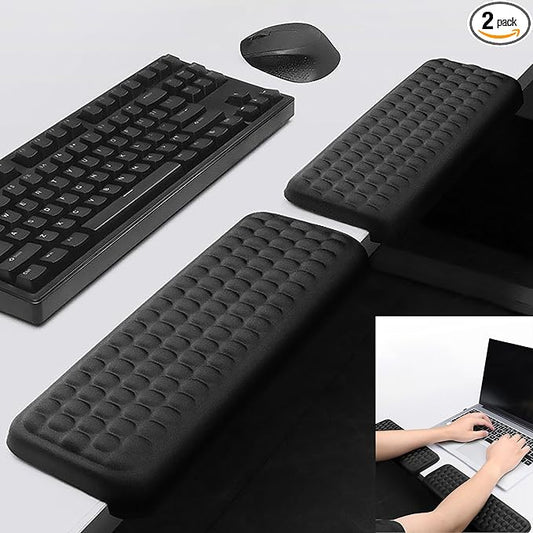 Arm Rest for Desk, L-Shape Desk Mat Elbow Rest for Computer Keyboard, Black Ergonomic Keyboard Pad with Wrist Support, Memory Foam Desktop Edge Cushion, Home Office Work Accessories for Women