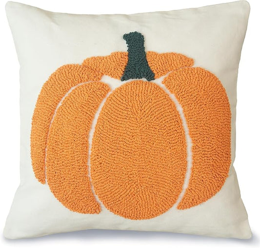 GEEORY Fall Pillow Covers 16x16 inch, Embroidered Pumpkins Throw Pillows Farmhouse Thanksgiving Decor Cushion Case for Sofa & Bed Home Decorations (Orange) GX002-1-16