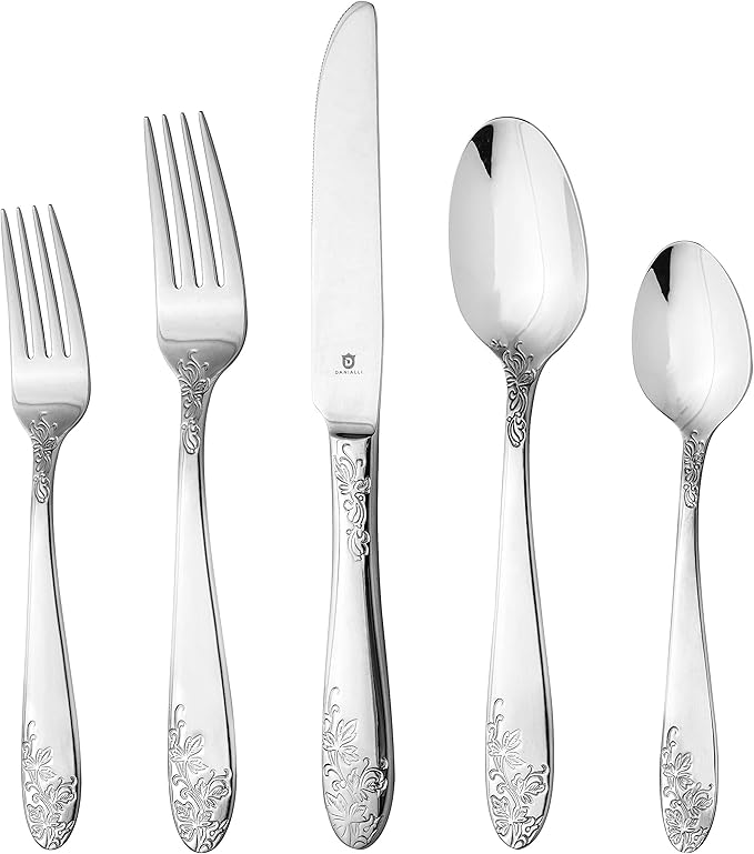 Modern Silverware Set, 18/10 Stainless Steel Flatware, Mirror Finish, Dishwasher Safe, Elegant Cutlery for Home and Dining, Built to Last (60-Piece, Imperial)