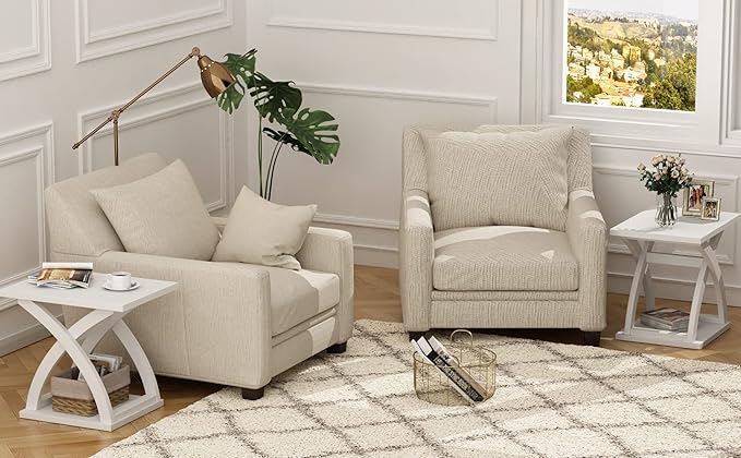 ChooChoo End Side Table, Modern End Table with Storage Shelf, X-Design Side Table Living Room (White)