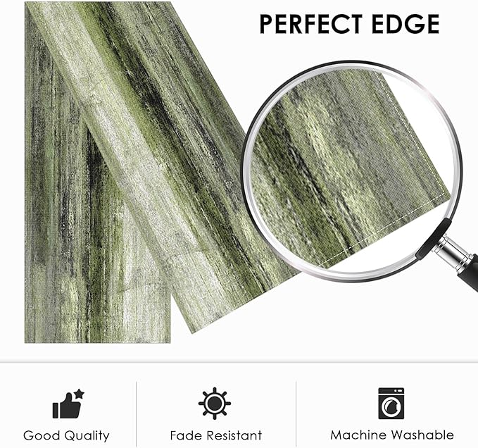 Emvency Farmhouse Table Runner, Vintage Olive Green and Grey Abstract Art Painting for Kitchen Coffee Table Family Dinners Holiday Parties Wedding Events Decor(13x72 inch)