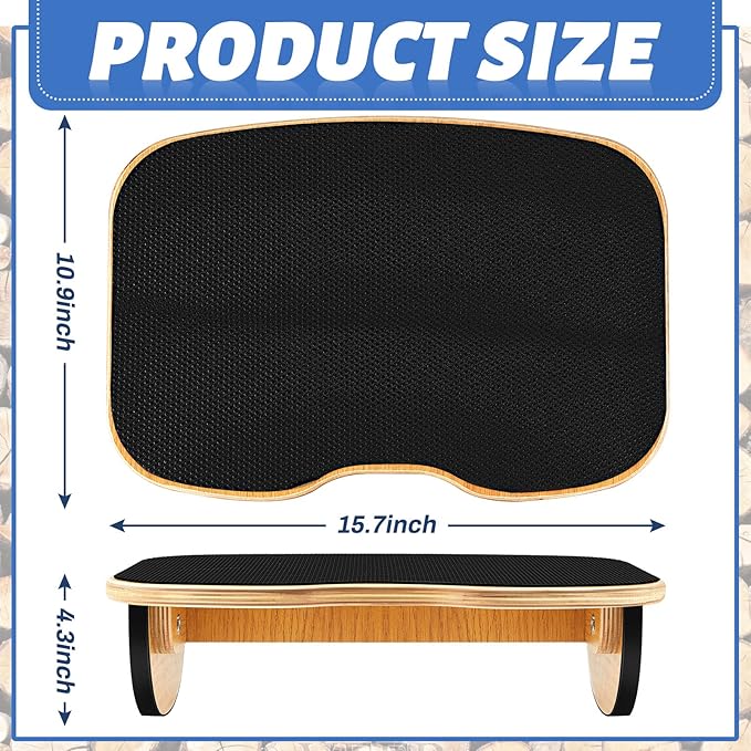 Taiyin Ergonomic Wood Foot Rest for Enhanced Circulation Under Desk Wood Footrest Stool Rocker Balance Board for Supporting Relieving Leg Pressure, Home and Office Use, 15.8 x 11 x 4.3 Inches