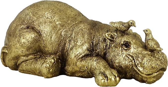 7-Inch Mini Hippo Statue - Resin Hippopotamus Figurine for Car Dashboard, Home Decor & Office Desktop, Cute Animal Ornaments for Shelf/Cabinet Display