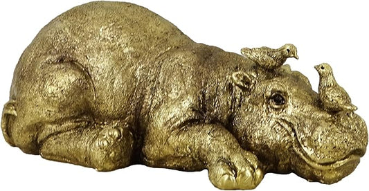 7-Inch Mini Hippo Statue - Resin Hippopotamus Figurine for Car Dashboard, Home Decor & Office Desktop, Cute Animal Ornaments for Shelf/Cabinet Display