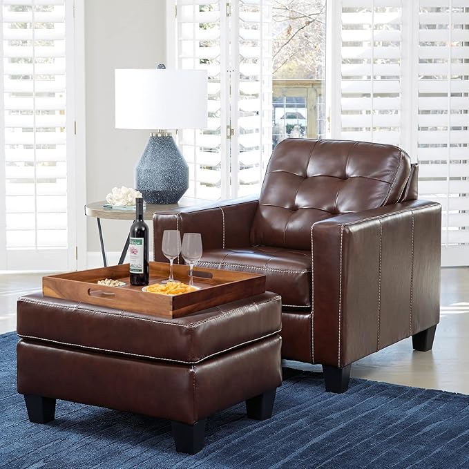 Serving Tray with Handles, 22 inch Large Square Ottoman Tray Coffee Table Tray, Wooden Trays Decorative Trays for Party, Food Serving, Breakfast, Dinner, Coffee Tea, Appetizers