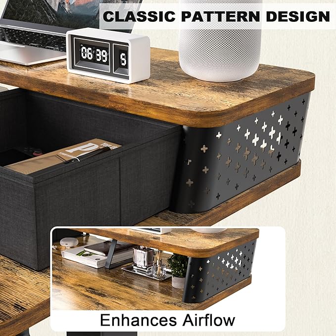 55 x 24 Inch Standing Desk with 2 Drawers, Easily Assembled Height Adjustable Desk, Ergonomic Sit to Stand Electric Desk for Home Office Workstation, Rustic Brown