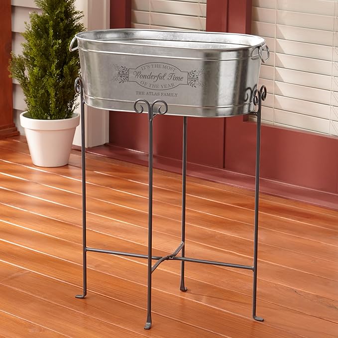 Let's Make Memories Personalized Beverage Tub - Christmas Party - Wonderful Time Of Year - Metal - Engraved - 5.5 Gallons