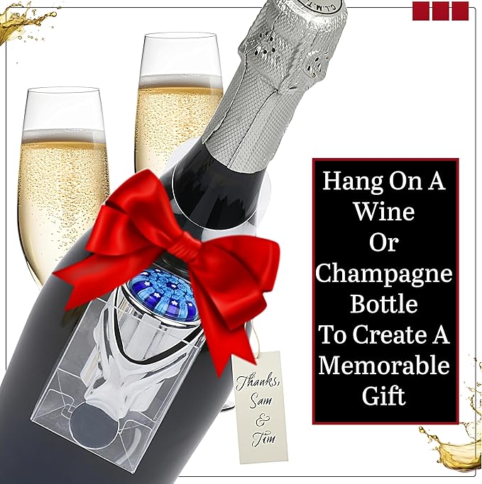 Wine Stopper & Champagne Stopper All In One - Patented Seal, Preserves Bubbles & Taste for Prosecco, Cava, and Wine – 1 Pro Grade Evan James Bottle Stopper With Hanging Gift Box