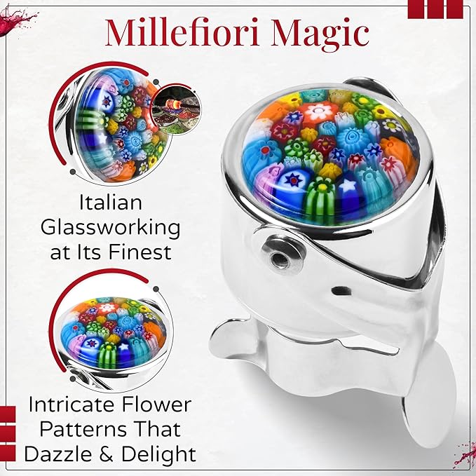 Wine Stopper & Champagne Stopper All In One - Patented Seal, Preserves Bubbles & Taste for Prosecco, Cava, and Wine – 1 Pro Grade Evan James Bottle Stopper With Hanging Gift Box