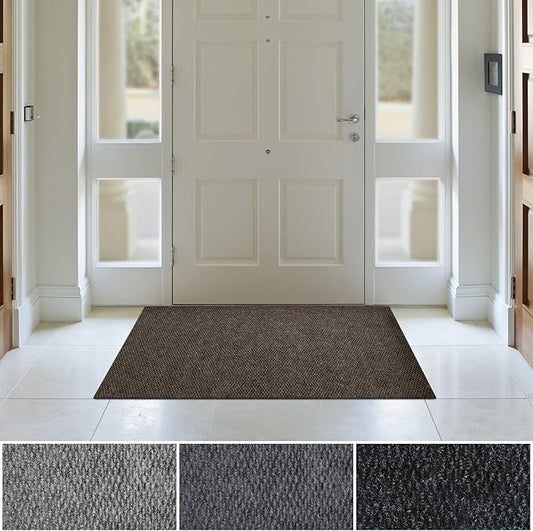 iCustomRug Entryway Door Mat – 3x4ft Brown, Indoor/Outdoor, Non-Slip Rubber Backing, Low-Profile All-Weather Carpet, Non-Shedding & Easy Care, Entryway Mat Ideal for High Traffic Areas