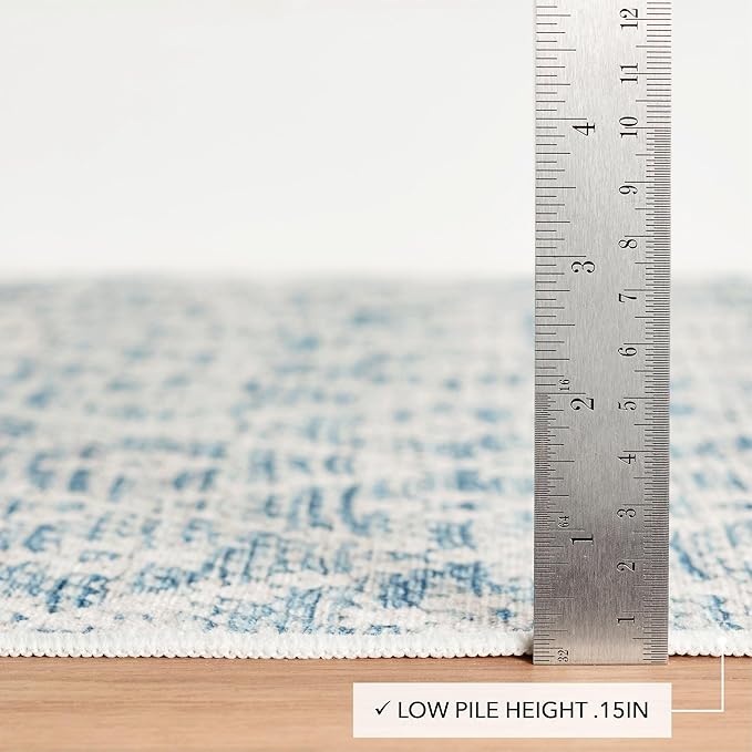 Dash and Albert Melange Diamond Machine Washable Area Rug - 5' x 8' Blue - Diamond Accent Rug - Anti-Slip Backing, Lightweight, Machine Washable, High Traffic Areas Kitchen, Mudroom, Laundry Room