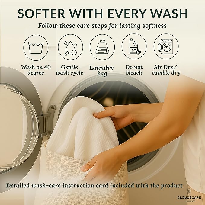 Cloud Scape Linen Extra Large 8-Layer Muslin Throw Blanket, 100% Cotton Gauze Blanket for Couch, Sofa, Bed, Lightweight, Suitable for All Season,50x70, White