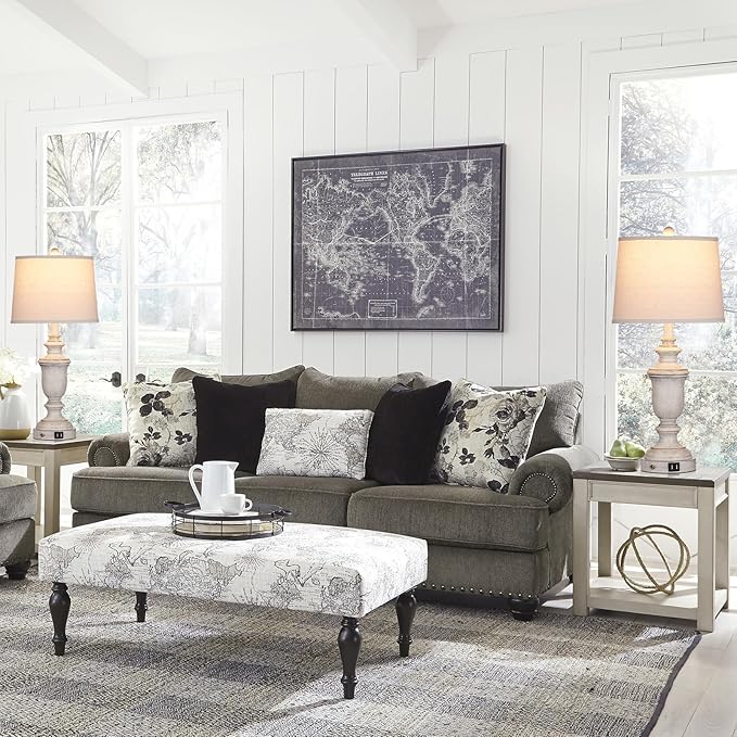 Farmhouse Table Lamps Set of 2 with USB Charging Port for Rustic Living Room Retro Bedroom,3-Way Dimmable Touch Lamp Resin Bedside Lamps for Nightstand Side End Table,Color 2