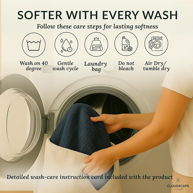 Cloud Scape Linen 100% Cotton 8 Layer Muslin Blanket Twin Size,Lightweight, Breathable Bed Blanket, Suitable for All Season, Cotton Gauze for Couch & Sofa, 68x92, Ensign Blue