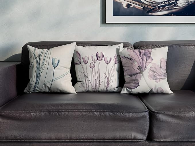 Textured Modern Minimalist Pillow Cover with Creative Floral Print, Digital-Printed Square Cushion Cover for Living Room Sofa (20 * 20inch-03023)