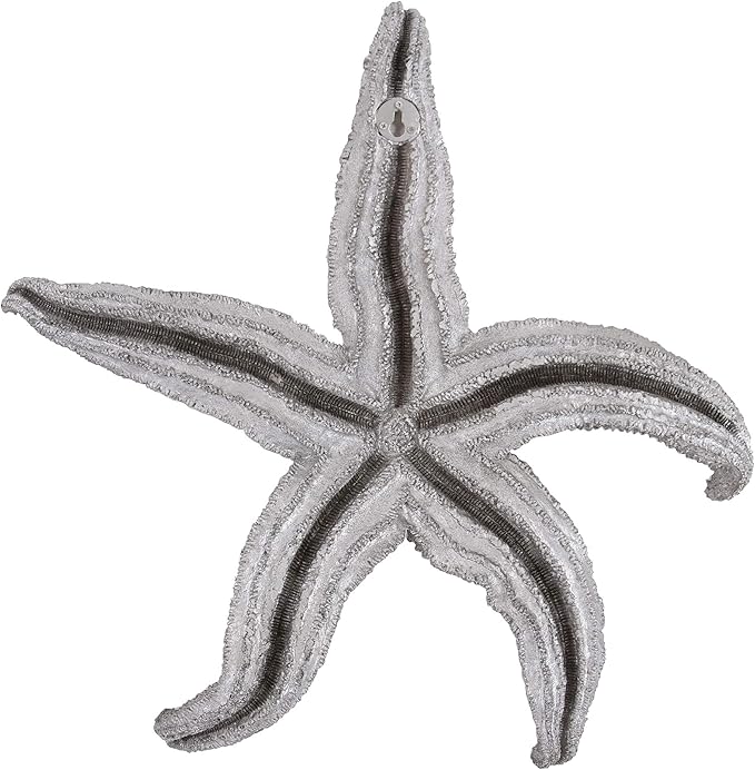 Howard Elliott Decorative Deep Starfish Figurine Hanging Wall Art for Home & Garden Decor, Silver Leaf Finish Abstract Decorative Sea Animal Figure for Tabletop & Wall Decoration 19 x 19 Inch, Large
