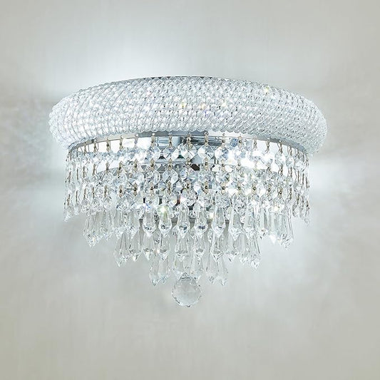 2-Lights Crystal Icicle Prisms Drops Wall Sconce Light for Living Room Dining Room Bathroom Vanity Mirrors Hallway Bedroom Closet Stairway (Chrome)