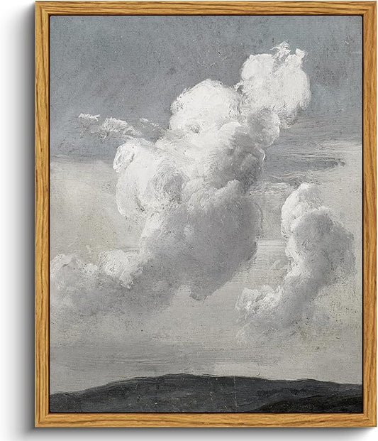 VIYYIEA Vintage Framed Cloud Wall Art Decor, Living Room Bedroom Cloudy Pictures Collage Wall Decor, Framed Canvas Prints Artwork, Retro Abstract Paintings,8x10 Inch