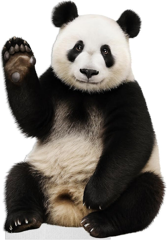 Panda - Waving Life Size Standee - 5FT Freestanding Coroplast Cutouts | Safari Animal Standup Photo Booths, Jungle Party, Birthday & Halloween Decorations