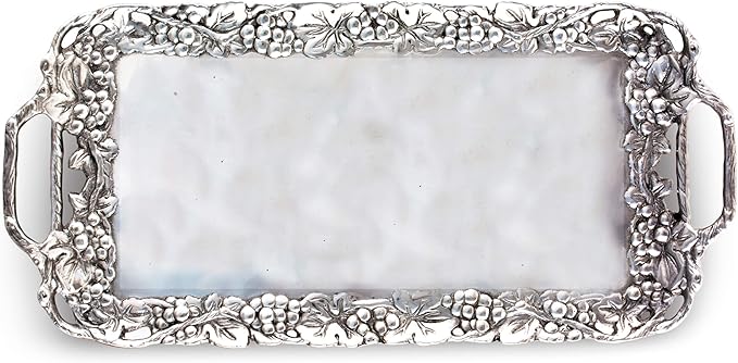 Arthur Court Designs Metal Aluminum Grape Decorative Serve Ware Serving Tray/Platter 21 inch x 10 inch