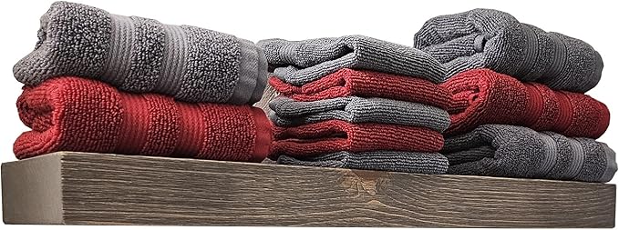 joelsantiques 24 Inch Wooden Floating Shelves for Wall - 24x6x2 in - Made of Natural Wood - Short Heavy Duty Rustic Wall Shelves for Bedroom - Perfect for Bathroom, Kitchen - Grey