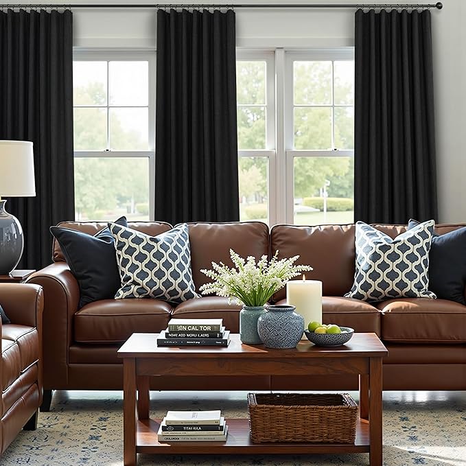 72 Inch Blackout Curtains for Living Room 2 Panel Burg Complete Black Out Thermal Insulated Darkening Back Tab Pleated Lightweight Noise Reducing Saver Energy Saving Long Curtain for Bedroom 72 Length