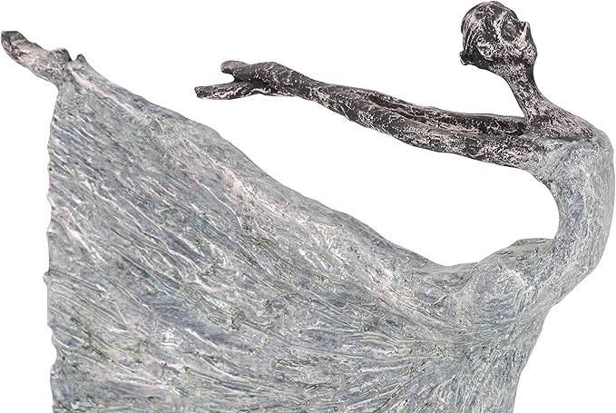 Deco 79 Polystone Dancer Decorative Sculpture Home Decor Statue, Accent Figurine 12" x 3" x 16", Gray
