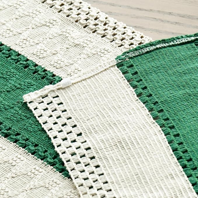 Artoid Mode Dark Green Farmhouse Rustic Table Runner, Seasonal Holiday Hollow Kitchen Dining Table Decoration for Home Party Decor 12x108 Inch