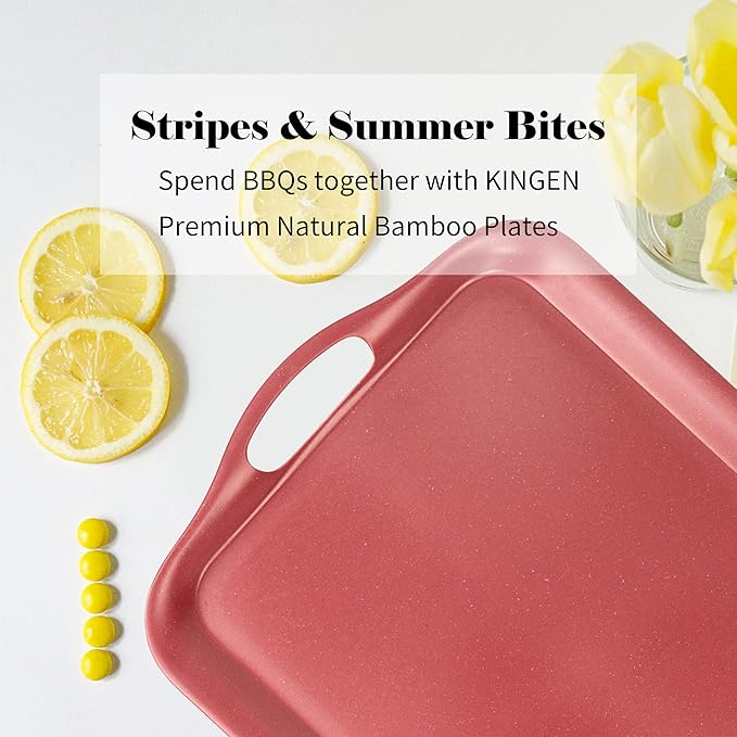 KINGEN 2-Pack Christmas Serving Trays -18×13-inch Large Tray, Vintage Velvet Red Platters for Holiday Buffets, BBQ, Party, Outdoor Serving - Santa's Christmas Decor (Bamboo Fiber, Red)