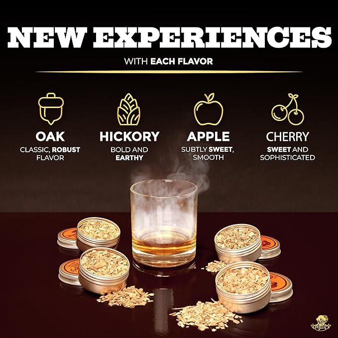 Cocktail Smoker Kit | Whiskey Smoker Kit | Bourbon Smkoer kit | Old Fashioned Smoker Kit for Men with Stand, Torch & Wood Chips | Whiskey Gift for Men (No Butane Incl.)