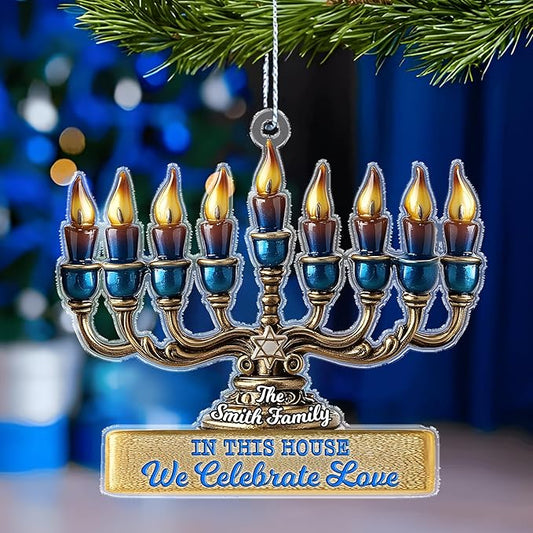 Personalized Hanukkah Ornaments for Tree - Menorah Jewish Ornaments, Hanukkah Gifts for Women Men, Christmas Decor, Hanging Decor, Family Christmas Keepsake