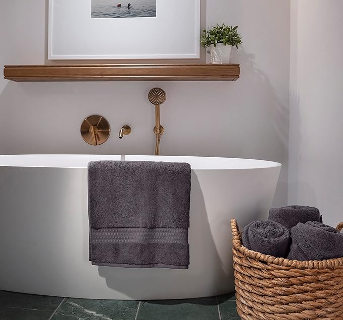 100% Organic Cotton Bath Towel Set | Bathroom Luxury Towel Set of 6 | GOTS Certified | Hotel Premium Towels | 700 GSM | 2 Bath Towels 30 x 56|2 Hand Towels 16 x 30|2 Wash Cloths 13 x 13|Charcoal Black