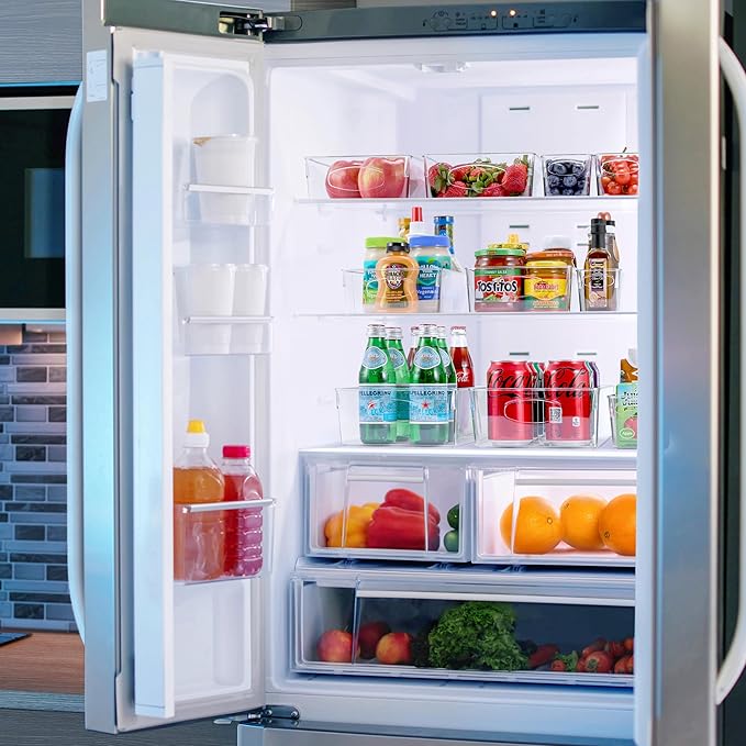 Sorbus Clear Plastic Storage Bins for Organizing, 10 Pack Clear Organizer Bins with Handles, Plastic Storage Bins for Closet, Pantry, Fridge, Medicine Cabinet Organizer, Shelves, Freezer, Drawer