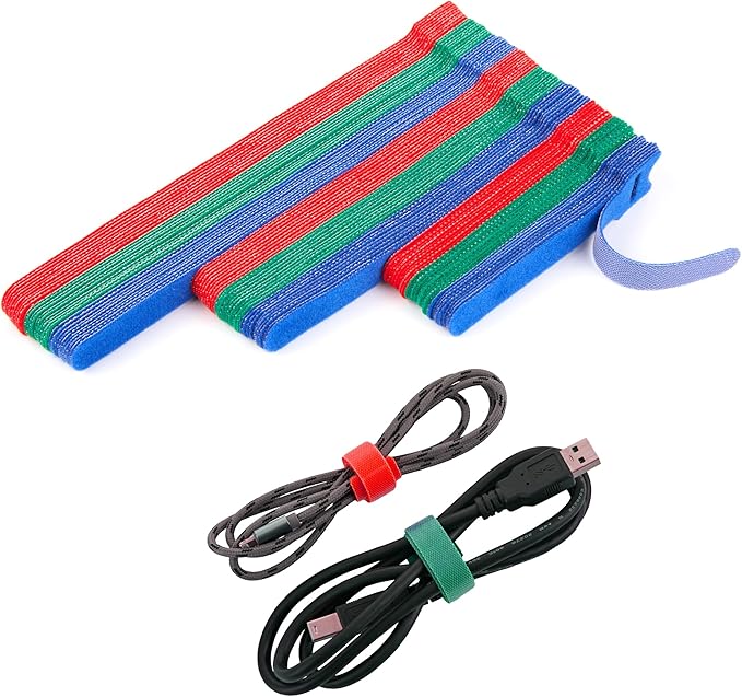 90 PCS Reusable Cable Ties 4+6+8 Inch, Adjustable Hook and Loop Straps for Cord Organization, Wire Management - Home, Office, Garage