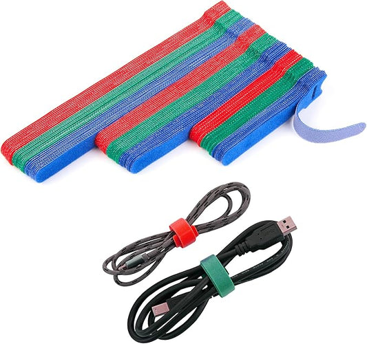 90 PCS Reusable Cable Ties 4+6+8 Inch, Adjustable Hook and Loop Straps for Cord Organization, Wire Management - Home, Office, Garage